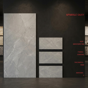 Carreaux de sol et de mur en porcelaine à effet pierre gris scintillant 600x1200mm, impression jet d'encre, 8mm, garantie 4 ans, service après-vente - Product Image 1