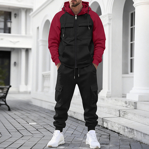 Conjunto de Chaqueta con Capucha de Forro Polar para Hombre PASUXI OEM, Verde Oliva, Cierre de Cremallera, Bolsillos Tipo Cargo, Ropa Casual de Otoño, Corte Regular - Product Image 4