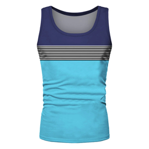 Everglide Plus Size Men's Crew Neck <b>Striped</b> <b>Tank</b> <b>Top</b> Quick Dry Breathable Cotton Casual Gym Workout 120g Knitted - Product Image 2