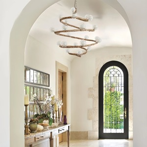 Mid Century 1893 Rustic Spiral Wood Chandelier With Glass <b>Globe</b> <b>Lights</b> Ceiling Fixture Lighting Decorations - Product Image 3