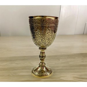 Handmade Brass <b>Goblet</b> Vintage Embossed Design Round <b>Wine</b> Cup for Wedding Decorative Use - Product Image 6