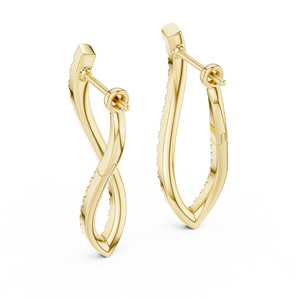18K <b>Solid</b> Gold Twist <b>Hoop</b> <b>Earrings</b> Lab Grown Diamond Pave Wavy Open Loop 4.30 CTW Rhodium Plated Women's Luxury Bridal Wedding - Product Image 5