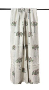 Colcha Kantha con Diseño de Palmeras Mediterráneas, Cosida a Mano, Ecológica, de Algodón, con Patrón Floral, para Decoración del Hogar en Todas las Estaciones - Product Image 2