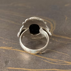 Elegant Black Onyx <b>Ring</b> 925 Sterling Silver Oval Cabochon Antique Design <b>Statement</b> Jewelry - Product Image 6