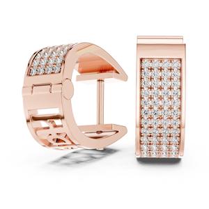 Pendientes Huggie de Oro Sólido de 14kt con Diamante CVD Cultivado en Laboratorio Certificado por IGI, Corte Brillante Redondo, Oro Rosa, Joyería Nupcial de Moda, 6.5g - Product Image 2