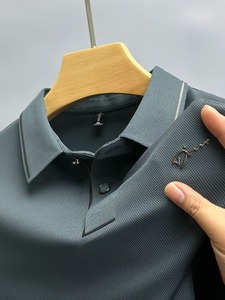 Camiseta de Lujo para Hombre, Jersey Sólido, Bordado Personalizado, Cuello Solapa, Transpirable, Top de Verano - Product Image 4