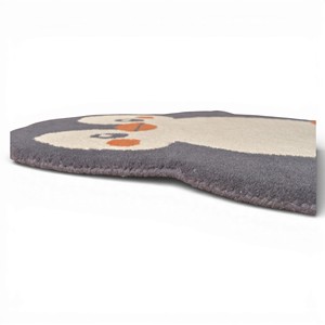 Tapis moderne en laine tufté à la main pour enfants, motif pingouin mignon, forme animale, personnage de dessin animé, contour sculpté avec précision - Product Image 3
