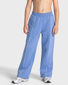 Conjunto Deportivo Personalizado para Niños en Azul Azure con Contraste, Sudadera con Capucha de Felpa de Algodón y Pantalones Deportivos Anchos, Fabricación OEM y ODM - Product Image 4