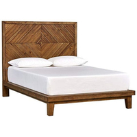 Cadre de lit plateforme moderne King Size en bois de manguier massif, tête de lit géométrique, design modulaire écologique et durable
