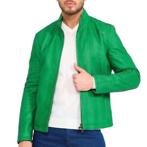 RIVIAN ATLANTIC Veste en cuir gaufré python vert pour hommes Nouvelle veste en cuir en peau de serpent Winter ODM/OEM Supply - Product Image 1