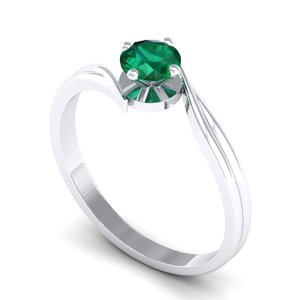 REYES GRA Certified 925 Sterling <b>Silver</b> Round Cut 0.5 Carat <b>Emerald</b> Gemstone <b>Rings</b> For Women Classic Engagement Gift Jewelry - Product Image 2