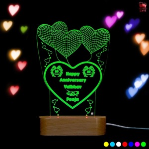 Wholesale Supply 3D Illusion <b>LED</b> Lamp with Heart Shape <b>Balloon</b> Design Acrylic Night Light Romantic Decorative Lamp - Product Image 4