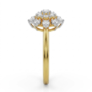 Solid 14K Yellow Gold Floral Cluster Diamond <b>Ring</b> <b>Dainty</b> Daisy Flower Engagement <b>Ring</b> for Women Minimalist Bridal Promise <b>Ring</b> - Product Image 4