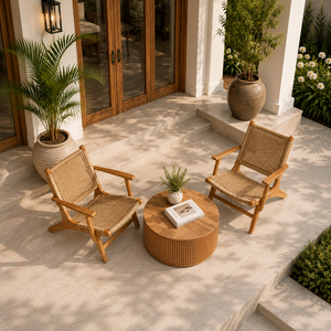 Fauteuil lounge rétro en teck massif au design vintage élégant, idéal pour hôtels, complexes hôteliers, patios et utilisations extérieures. - Product Image 6