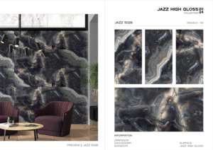 Azulejos de porcelana de la colección de diseño Jazz con acabado de alto brillo, tamaño 60x120cm, 600x1200mm, 24x48, para un diseño interior elegante. - Product Image 2