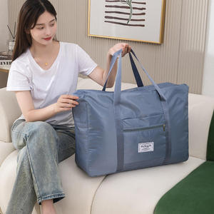 Bolsa de Viaje Plegable Color Azul Polvoriento, Bolsa de Almacenamiento Ligera - Product Image 1