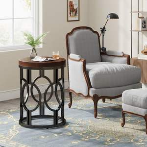 Table d'appoint ComfortUse avec plateau en bois et pieds en fer robustes, conçue pour la vie quotidienne - Product Image 4