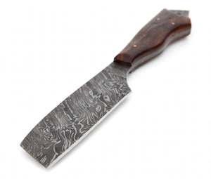 Cuchillo utilitario personalizado hecho a mano de acero de Damasco con mango de palisandro y orificio para cordón - Product Image 4