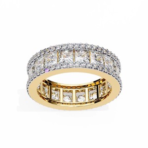 Bague d'éternité tendance en or 18 carats avec diamant de laboratoire taille princesse pour femme, idéale pour fiançailles et anniversaire - Product Image 1