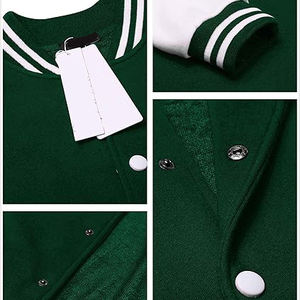 Blouson universitaire oversize pour homme en mélange laine et polyester, coupe décontractée à épaules tombantes, style rétro universitaire, streetwear, manteau d'hiver tendance - Product Image 2