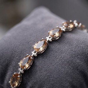 Vintage 925 Sterling Silver <b>Bracelet</b> Natural Citrine <b>Gemstones</b> | AAA Quality Elegant Shiny Women's Jewelry for Party Gift - Product Image 3