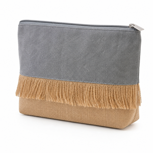 Custom Recycled Cotton Jute Juco <b>Cosmetic</b> <b>Bag</b> Zipper Makeup Toiletry Travel Pouch 28x18x5cm Wholesale OEM Private Label Supplier - Product Image 3