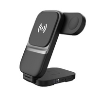 Support de charge magnétique sans fil multifonctionnel réglable avec modèle peint 3 en 1, port Type-C, sortie 15W pour téléphone et montre intelligente