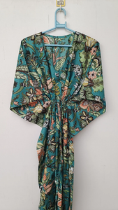 Vestido Kaftán Informal de Verano con Estampado Floral Tropical, sin Mangas, de Algodón, para Mujer, Ropa de Playa, Ropa de Estar por Casa, Textil Naaz - Product Image 5