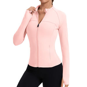 Veste de yoga zippée à manches longues pour femme, col montant, couleur unie, respirante, anti-humidité, extensible, coupe athlétique, ajustement régulier - Product Image 6