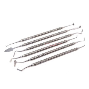 Dental Filling Spatulas Set of 6 Plated Heads Knurled Handles Composite Resin Restoration Thick Handle Design Medic Instruments - Product Image 1