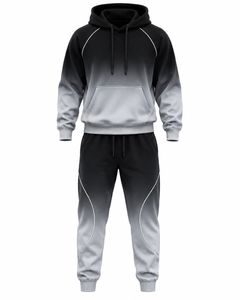 Conjunto Deportivo de 2 Piezas para Hombre, Sudadera con Capucha y Pantalones de Chándal con Cordón, Color Degradado, Manga Larga, Ropa Deportiva Informal - Product Image 1