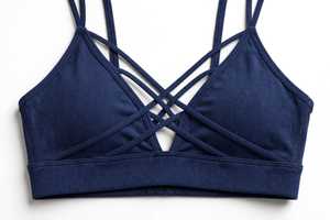 <b>Women's</b> Ribbed Seamless Crisscross Strap Sports Bra High Waist Yoga Set Solid <b>Navy</b> 2 Piece Quick Dry Activewear - Product Image 3