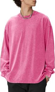 Camisetas de Manga Larga con Logotipo Personalizado OEM, Camisetas Extra Grandes para Hombre, Estilo Vintage, Lavado Ácido, Cómodas, Lisas, Multicolores, Cuello Redondo - Product Image 6