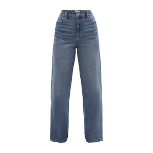 Pantalones Vaqueros de Mujer al por Mayor, de Mezclilla Lavada, Pierna Ancha, Talle Alto, Bajo MOQ, Fabricante para Marcas de Moda - Product Image 2