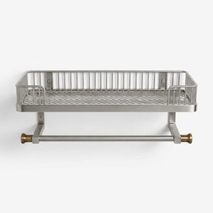 Handmade SS202 45 cm Brushed Steel Bath <b>Shelf</b> with Towel <b>Bar</b> Set Chevron Deck Towel <b>Bar</b> <b>Shelf</b> for Home Decor Hotels Weddings - Product Image 1