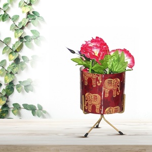Pot de fleurs en métal avec support en fer, décoration charme cardinal, support de plante décoratif, pot de fleurs en métal élégant pour l'intérieur - Product Image 3