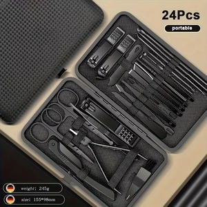 Juego de pedicura profesional de acero inoxidable de 7-24 piezas, kit completo con cortaúñas y estuche portátil de regalo. - Product Image 5