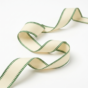 Manufacturer Supplier 25mm Ivory Cream Green Pleated Edge Grosgrain <b>Ribbon</b> for Christmas Wedding Favors Cake Boxes Decor - Product Image 2