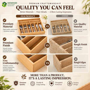 Natural Wood Modern Kitchen <b>Drawer</b> Organizer <b>Tray</b> with Multiple Compartments Portable & Sustainable - Product Image 2