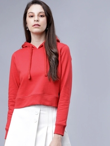 Sudadera con capucha roja para mujer, manga larga, estampado de letras, tejido de algodón, transpirable, ropa de otoño - Product Image 1