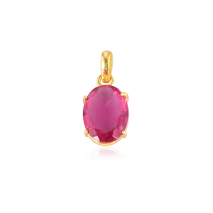 Colgante de Turmalina Rosa Hidro Ovalada, Chapado en Oro Amarillo sobre Latón, Joyería de Moda Hecha a Mano, Regalo Clásico de Diseñador para Mujer - Product Image 1