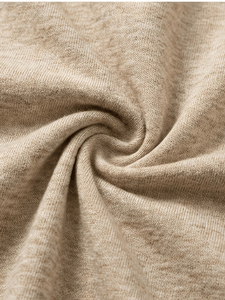 Men's V-Neck Short Sleeve Solid Knitted Casual Breathable T-Shirt Regular Fit Beige 100% Cotton Knitted Jersey Fabric 180g - Product Image 6