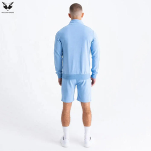 Highest Quality Men's Hoodies Short <b>Set</b> Light Blue Color Full Sleeve Cotton Casual Wear Men's Zip Hoodies Short <b>Set</b> - Product Image 2