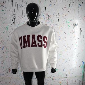 Sweat-shirt à col montant gris cendré UMASS, 100% coton, avec broderie appliquée marron, col large, URBAN PRODUCTIONS - Product Image 1