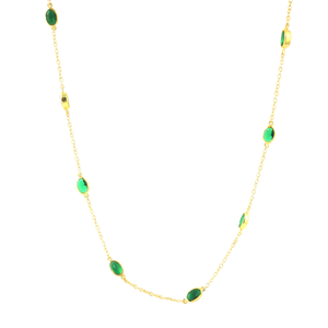 Sterling <b>Silver</b> Emerald Station Layer <b>Necklace</b> Minimalist May <b>Birthstone</b> - Product Image 1