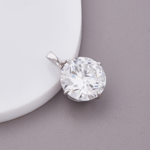 Pendentif solitaire en diamant de laboratoire taille ronde en or blanc/jaune/rose 18 carats plaqué rhodium, style classique, certifié IGI - Product Image 4