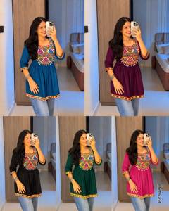 Pink <b>Embroidered</b> Indian Pakistani Top Azari Style Pullover <b>Tunic</b> Ethnic Fashion <b>Tunic</b> for Festival Wear Real Mirror Work Top - Product Image 6