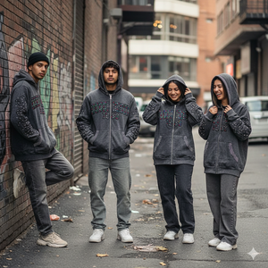 Sudadera con capucha para hombre, de gran gramaje, con lavado ácido, 100% algodón, felpa francesa, pedrería, bordado desgastado y cremallera, la más vendida - Product Image 1