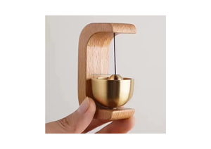 Sonnette murale moderne en laiton et bois avec sonnette à ventouse et carillon éolien pour la décoration intérieure-Option de logo personnalisé - Product Image 3