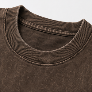 T-shirt Streetwear Oversize Marron Vintage Épais Délavé à l'Acide Coupe Boxy 100% Coton Respirant - Product Image 3